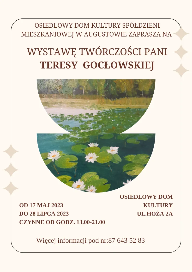 plakat wystawa Teresa Gocłowska maj-lipiec 2023
